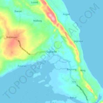 Salcedo topographic map, elevation, terrain
