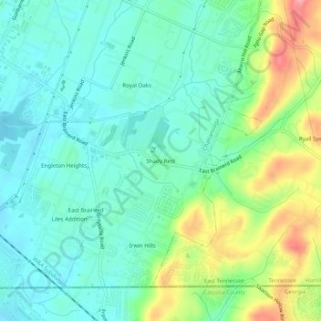 Shady Rest topographic map, elevation, terrain