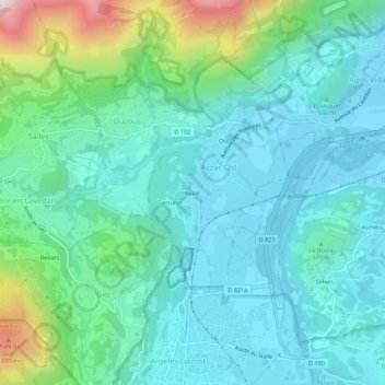 Ayzac topographic map, elevation, terrain
