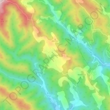 Rujište topographic map, elevation, terrain