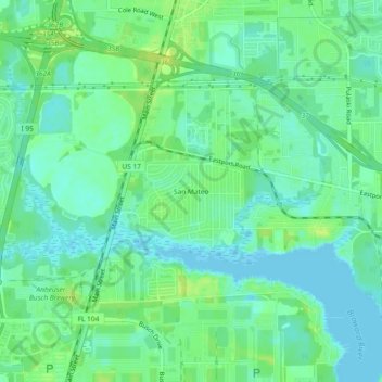 San Mateo topographic map, elevation, terrain