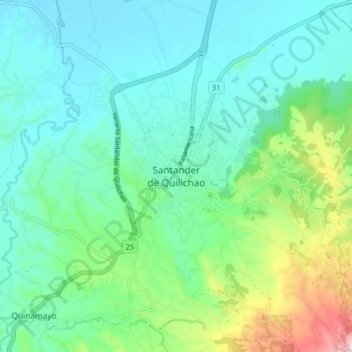 Santander de Quilichao topographic map, elevation, terrain