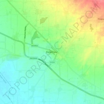 Balachaur topographic map, elevation, terrain