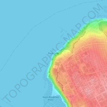 Point Grey topographic map, elevation, terrain