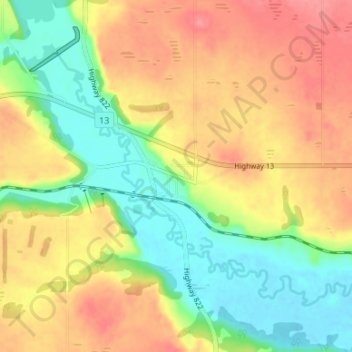 Gwynne topographic map, elevation, terrain
