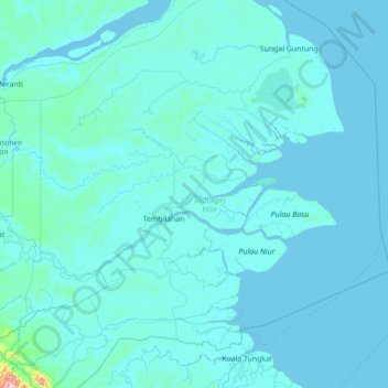 Batang Tuaka topographic map, elevation, terrain