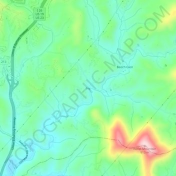Ivy topographic map, elevation, terrain