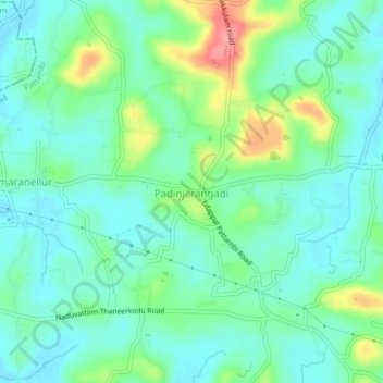 Padinjarangadi topographic map, elevation, terrain