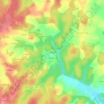 La Jarthe topographic map, elevation, terrain