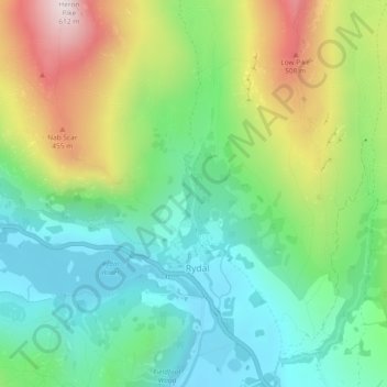 High Fall topographic map, elevation, terrain