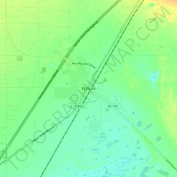 Willcox topographic map, elevation, terrain