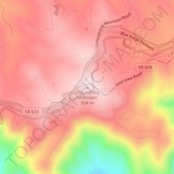 Groundhog Mountain topographic map, elevation, terrain