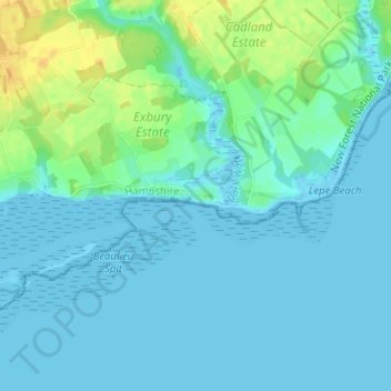 Lepe topographic map, elevation, terrain