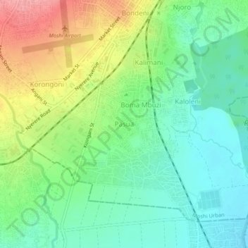 Pasua topographic map, elevation, terrain