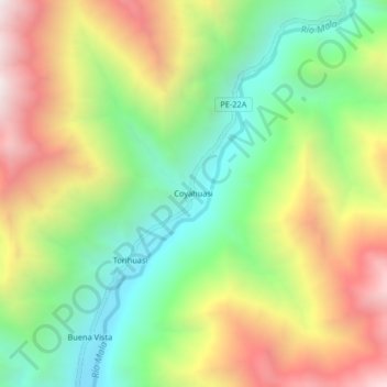 Coyahuasi topographic map, elevation, terrain