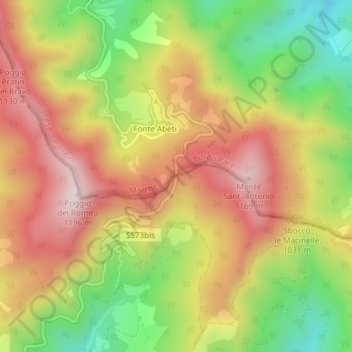 Bocca Trabaria topographic map, elevation, terrain