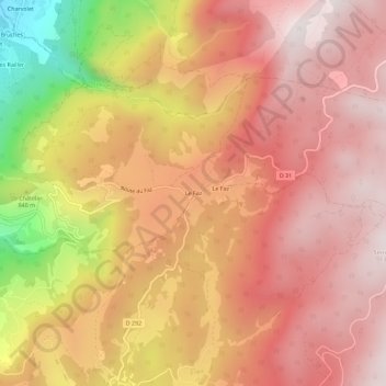 Le Faz topographic map, elevation, terrain