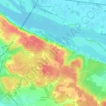 Saint-Vincent topographic map, elevation, terrain