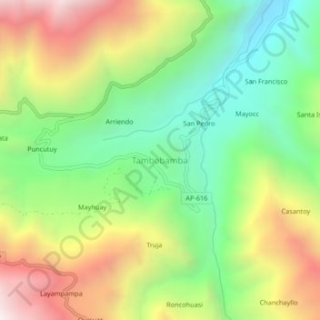 Tambobamba topographic map, elevation, terrain