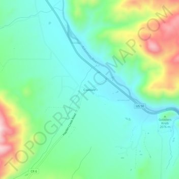 Coaldale topographic map, elevation, terrain