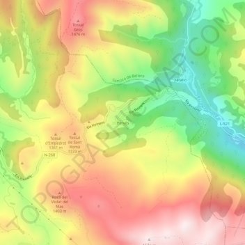 Perves topographic map, elevation, terrain