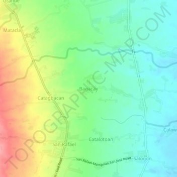 Bagacay topographic map, elevation, terrain