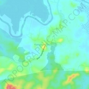 Kampung Sayang topographic map, elevation, terrain