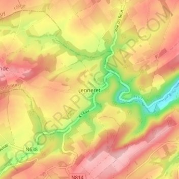 Jenneret topographic map, elevation, terrain