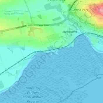 Kingoodie topographic map, elevation, terrain