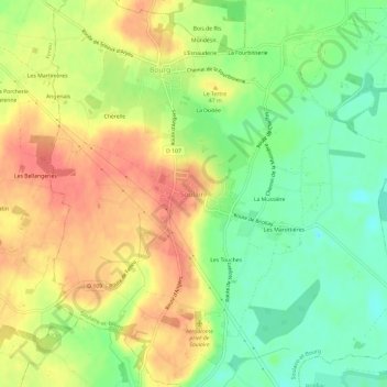 Soulaire topographic map, elevation, terrain