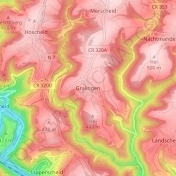 Gralingen topographic map, elevation, terrain