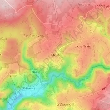 Mont topographic map, elevation, terrain