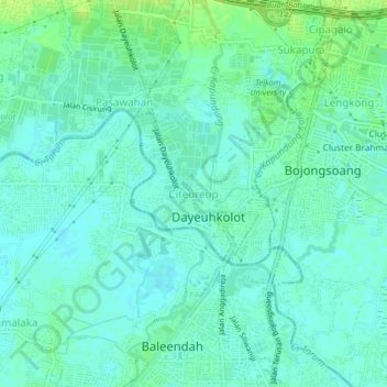 Citeureup topographic map, elevation, terrain