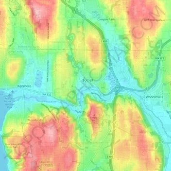 Bothell topographic map, elevation, terrain