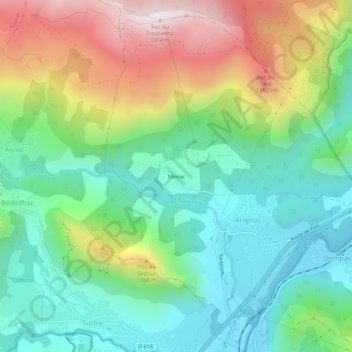 Menac topographic map, elevation, terrain