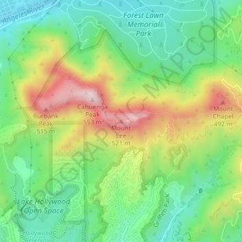 Mount Lee topographic map, elevation, terrain