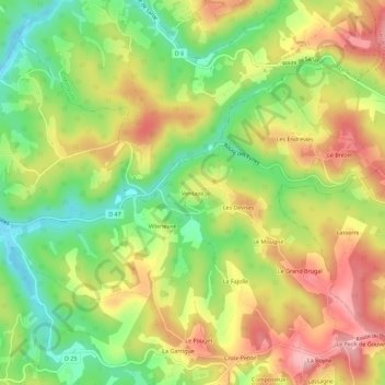 Ventajol topographic map, elevation, terrain