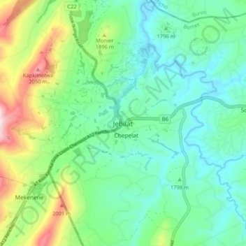 Jebilat topographic map, elevation, terrain