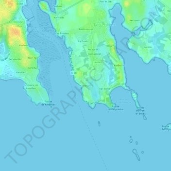 Kernevest topographic map, elevation, terrain