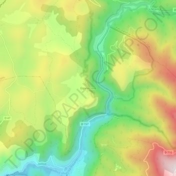 Espinassous topographic map, elevation, terrain