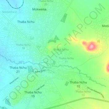 Thaba Nchu 1 topographic map, elevation, terrain