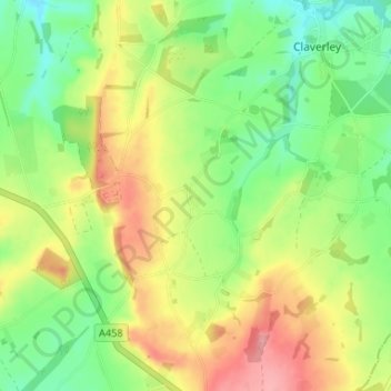 Farmcote topographic map, elevation, terrain