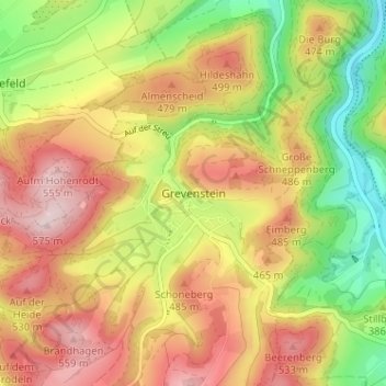 Grevenstein topographic map, elevation, terrain