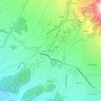 Sidhbari topographic map, elevation, terrain