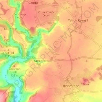 West Yatton topographic map, elevation, terrain