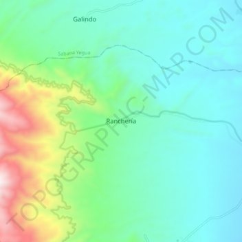 Ranchería topographic map, elevation, terrain
