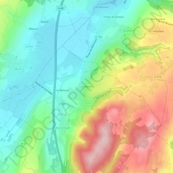 Le Drevet topographic map, elevation, terrain