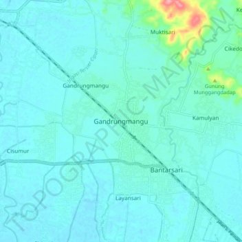 Gandrungmangu topographic map, elevation, terrain