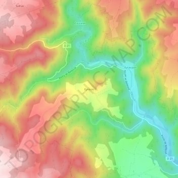 Eyravas topographic map, elevation, terrain