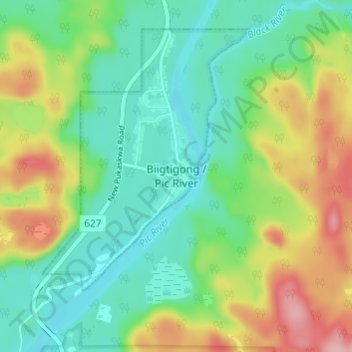 Pic River topographic map, elevation, terrain